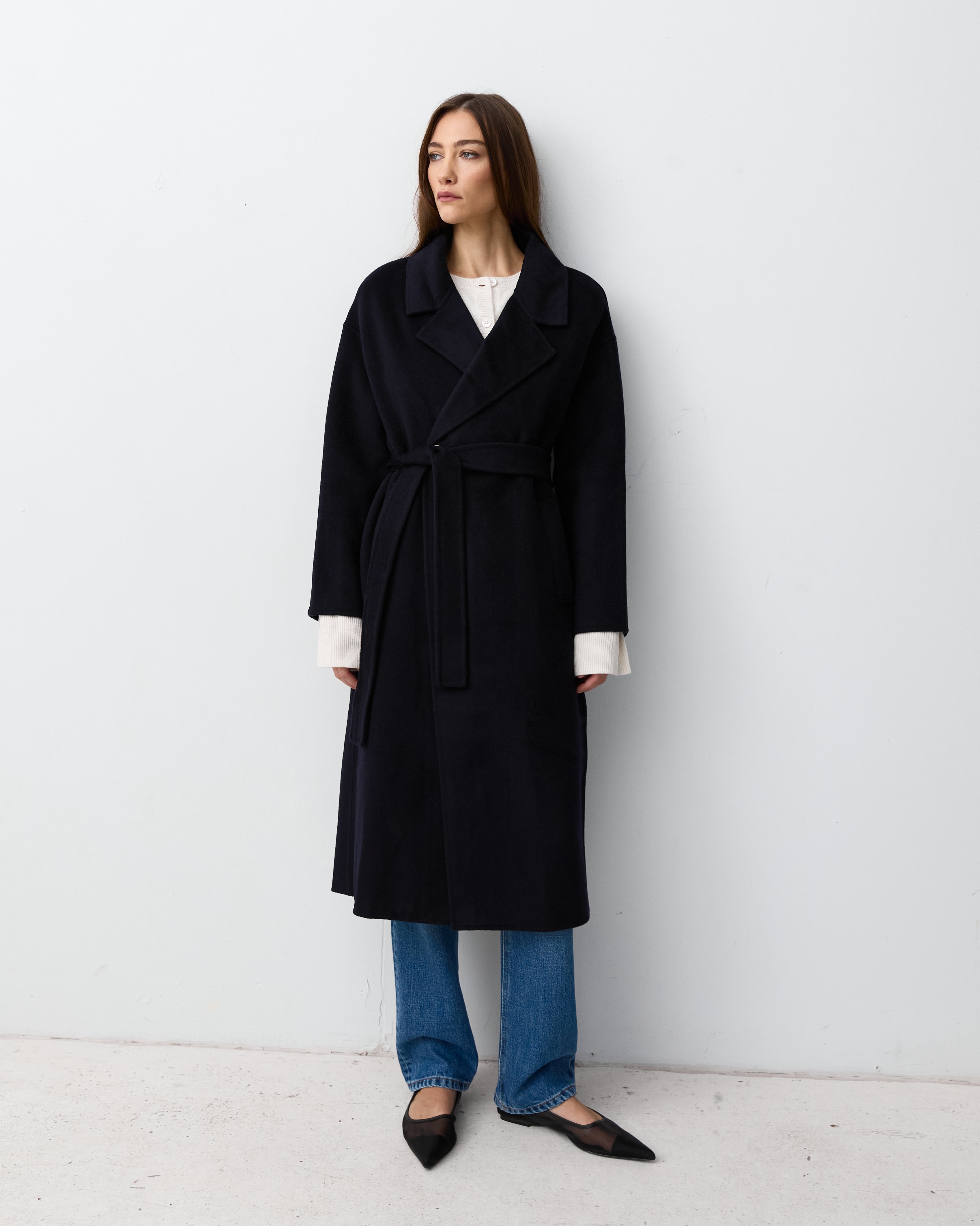 The London Coat Navy | Oversized Cashmere Wool Coat | The Curated