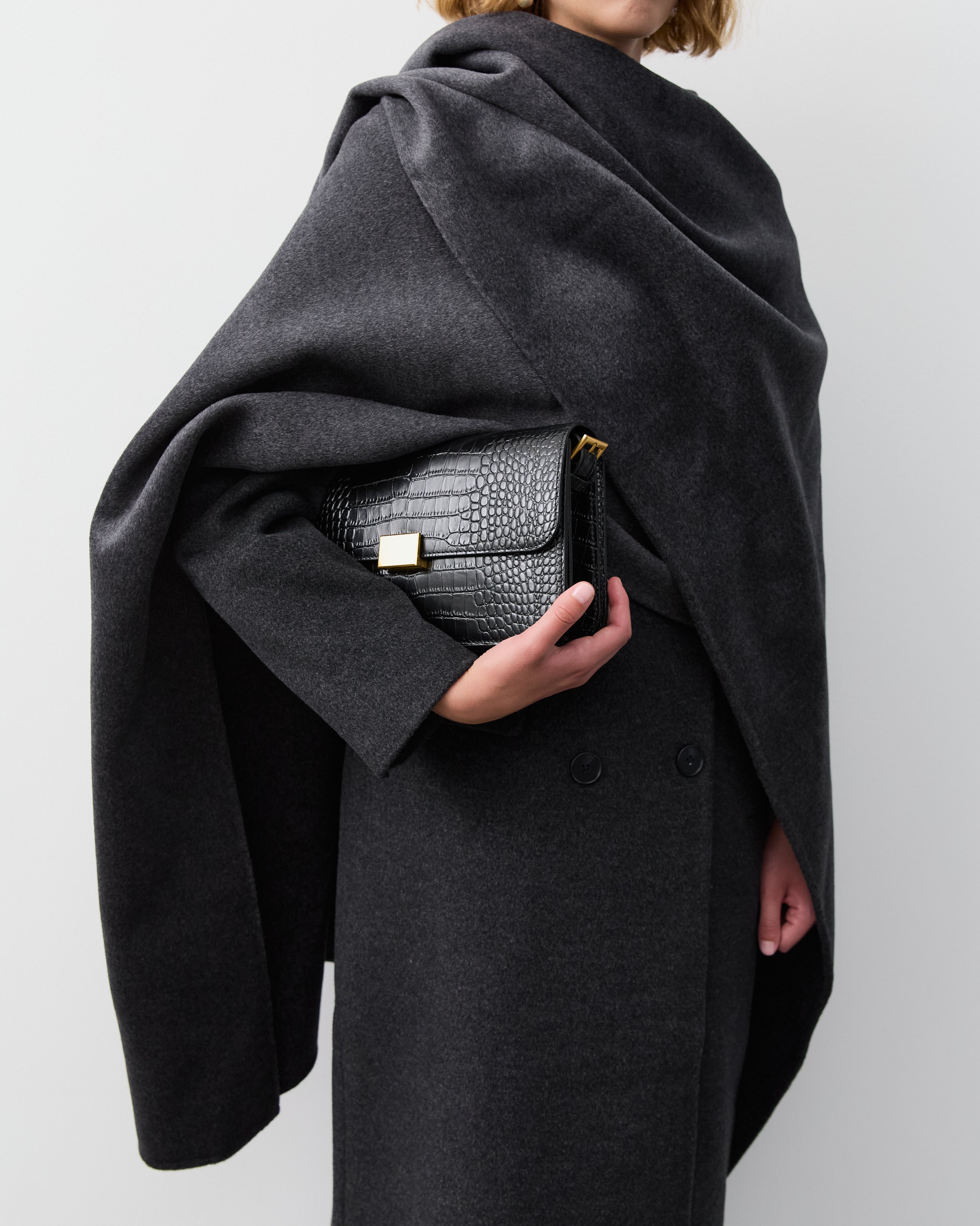 The New York Coat Charcoal | Cashmere Merino Coat | The Curated AU
