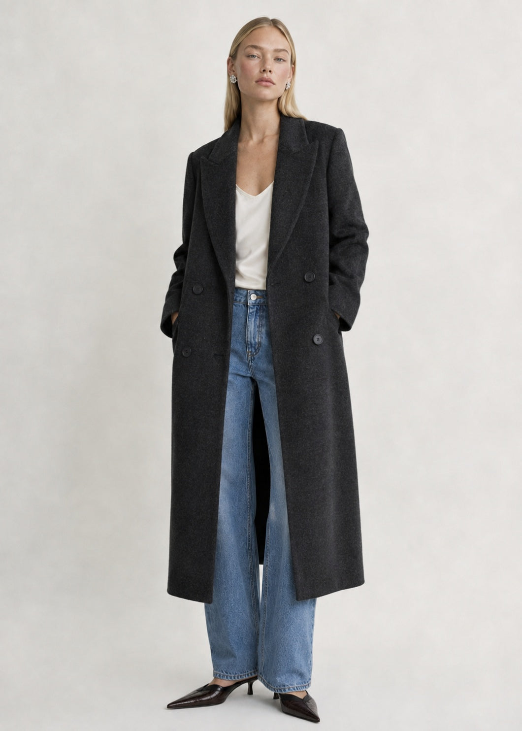 美品　na.e Urban Wool Zip Coat charcoal ナエ The New York Coat Charcoal | Cashmere Merino Coat | The Curated AU
